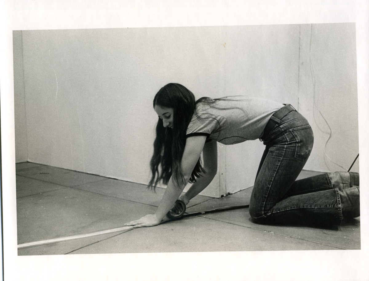 Laurie installing Video Maze, Everson Museum of Art by Alan Powell 