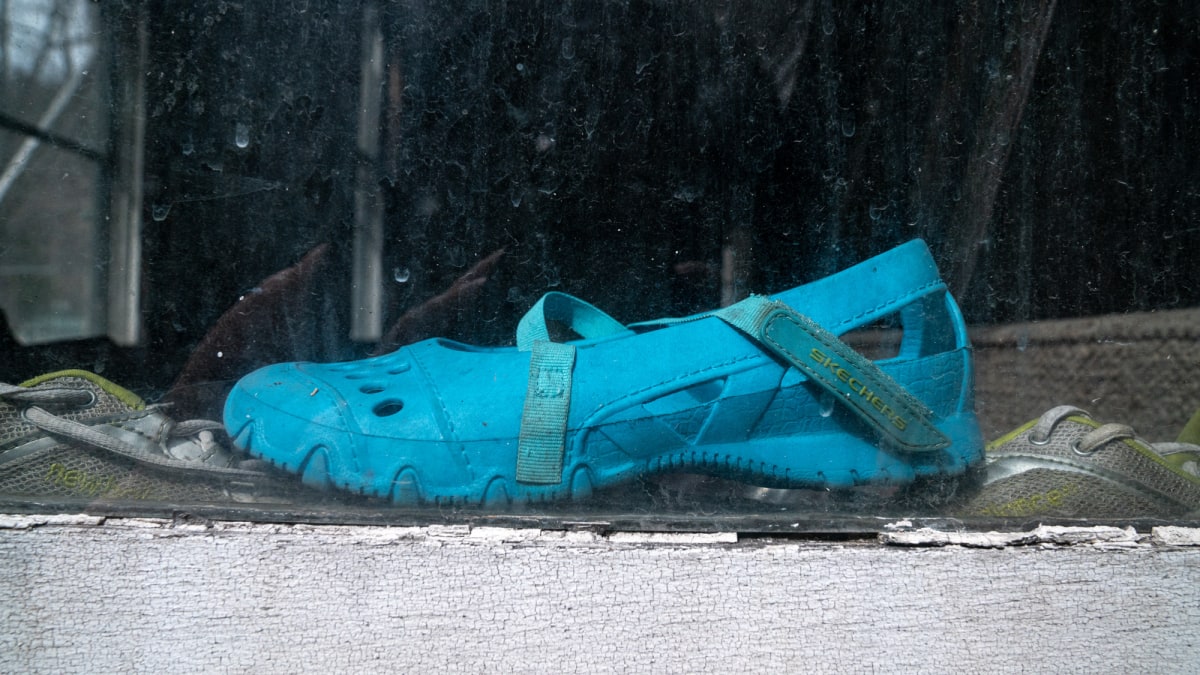 Blue Shoe  Image: blue shoe, White House Wagner ave, Flieschmanns NY