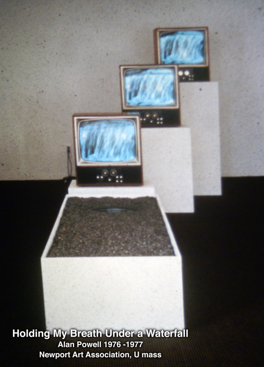 Holding my Breath under a Waterfall, Video Installation by Alan Powell 1977 by Alan Powell 