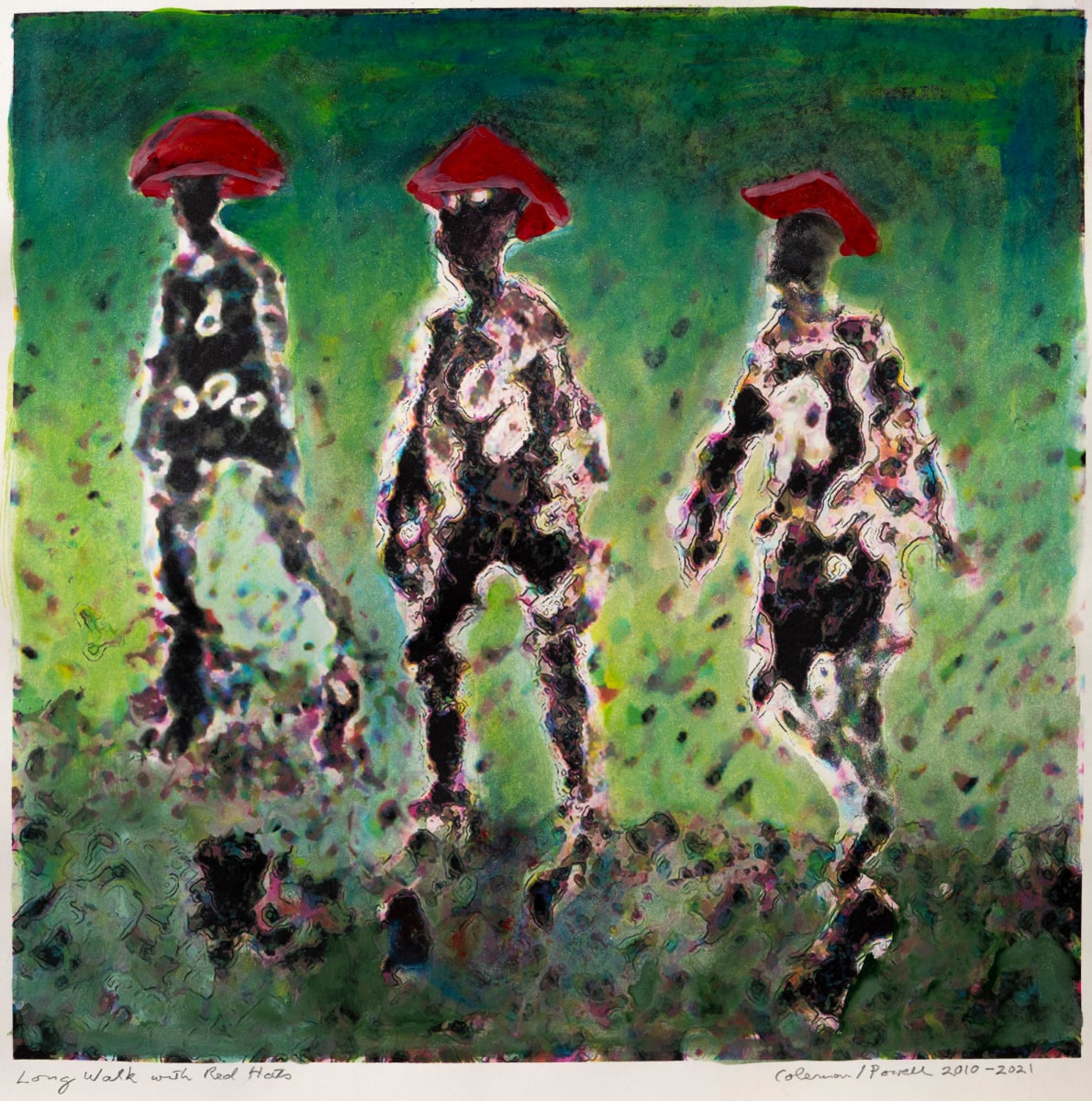 Long Walk With Mushroom Cap Hats by Alan Powell 