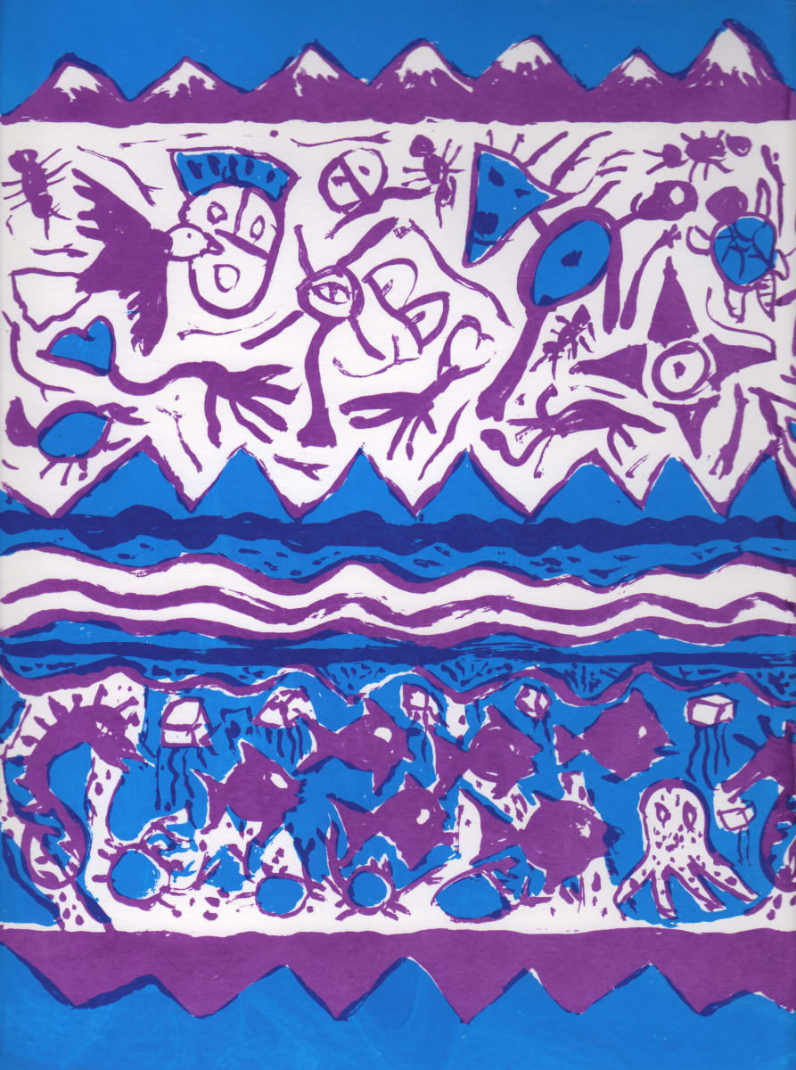 Summer Fun by Alan Powell  Image: 2 color hand painted stencil... silk screen  9X 12