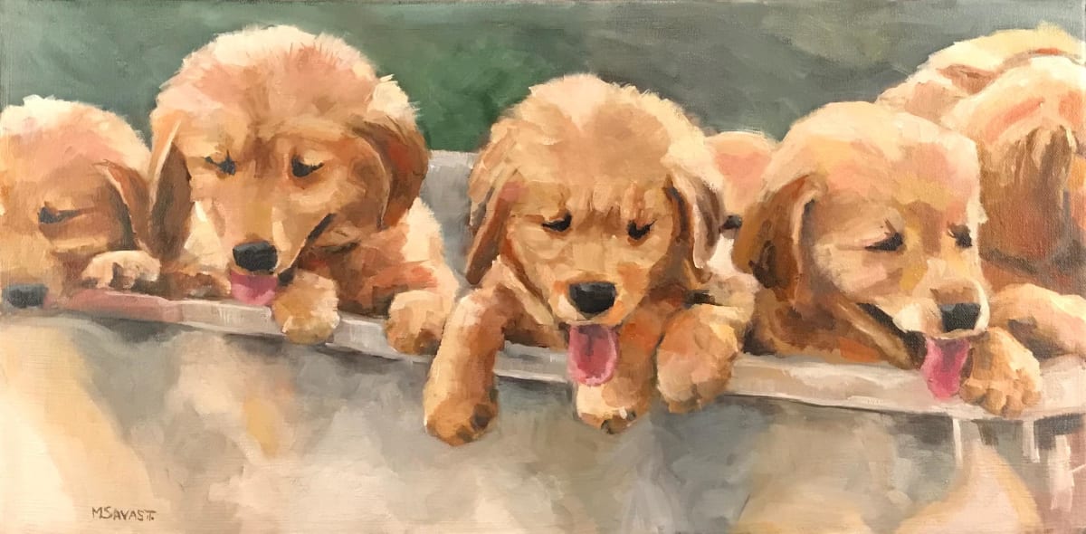 Puppies in a Basket by Michelle Savas Thompson 