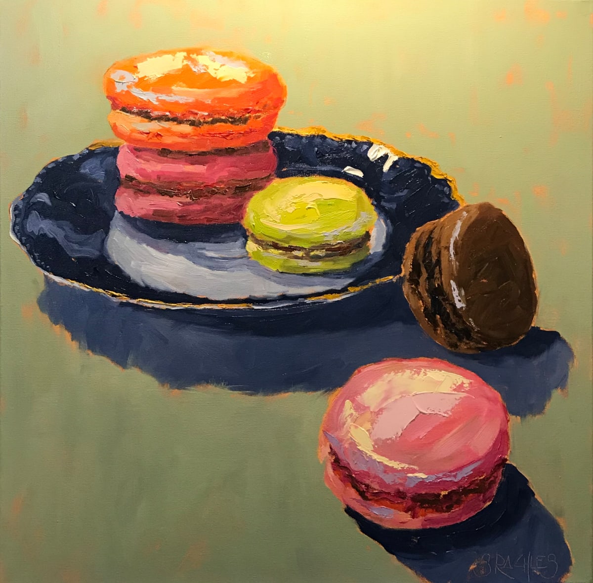 Macarons on Flow Blue 