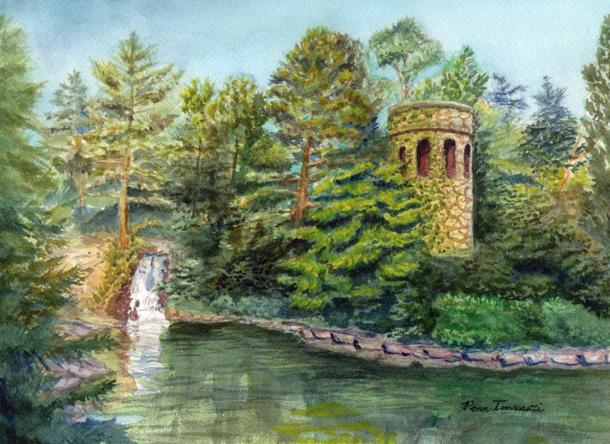 Chimes Tower and Waterfall by Penn A. Tomassetti 