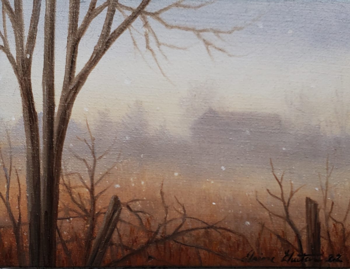"Early Morning" by Elaine Guitar   Image: This mini was my first painting in the January Strada Easel Challenge, of painting from life everyday in January 