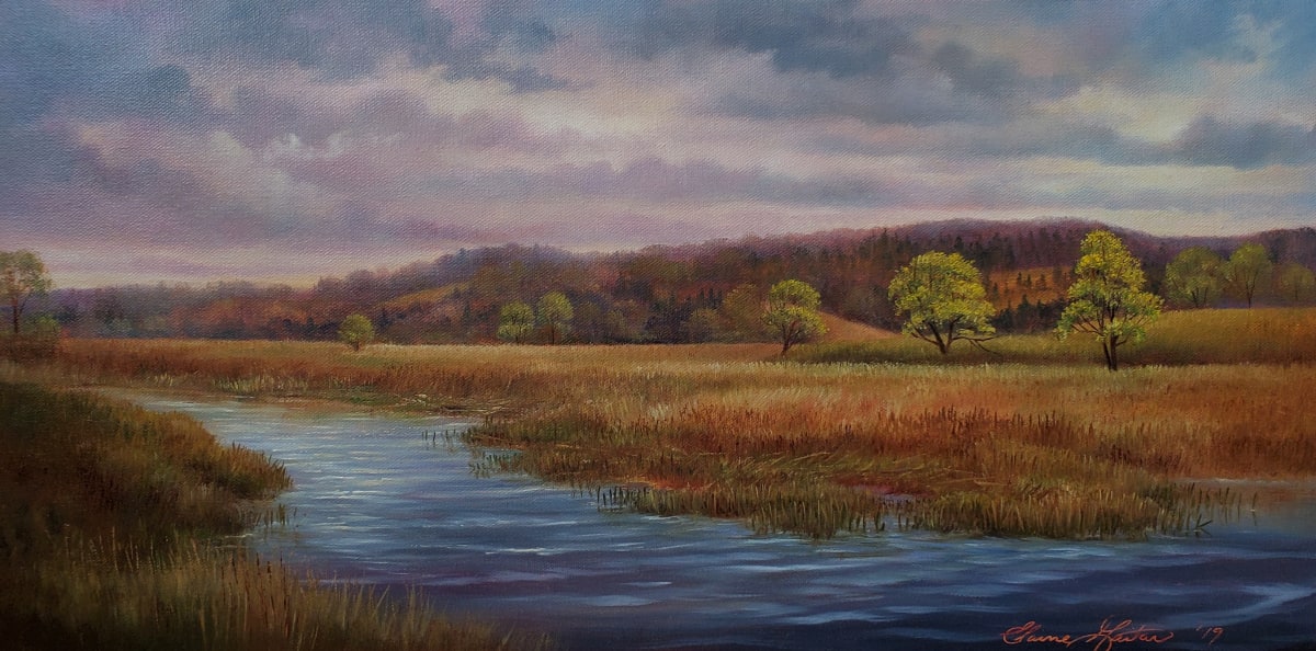 "Morning on Wilson's Flats" by Elaine Guitar   Image: This is an en plein air painting, created during the Elora Plein Air Festival. It received People's Choice award. 