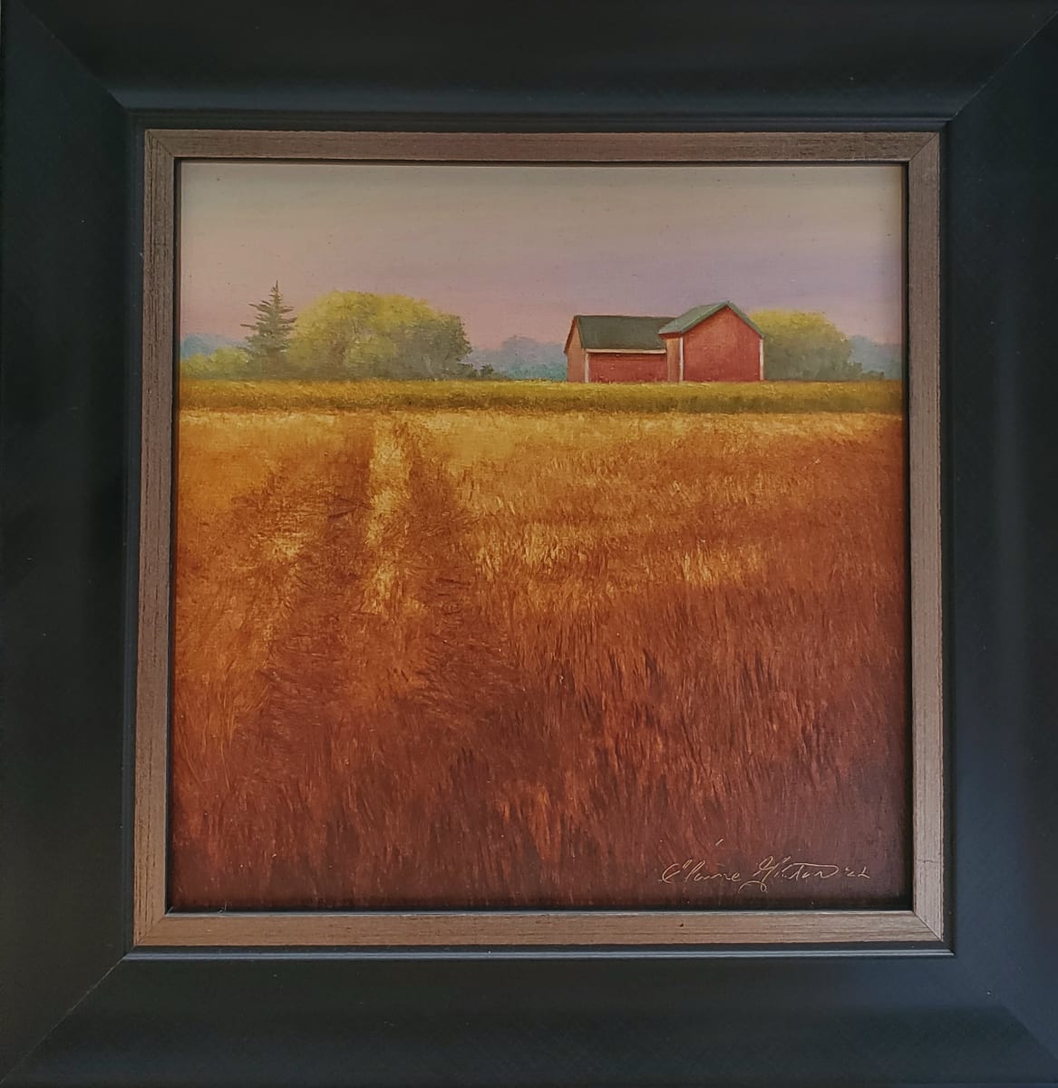 "Country Morning " by Elaine Guitar  Image: This miniature painting received the honour of First Place at Perch 'n' Paint 2022 Grand Bend