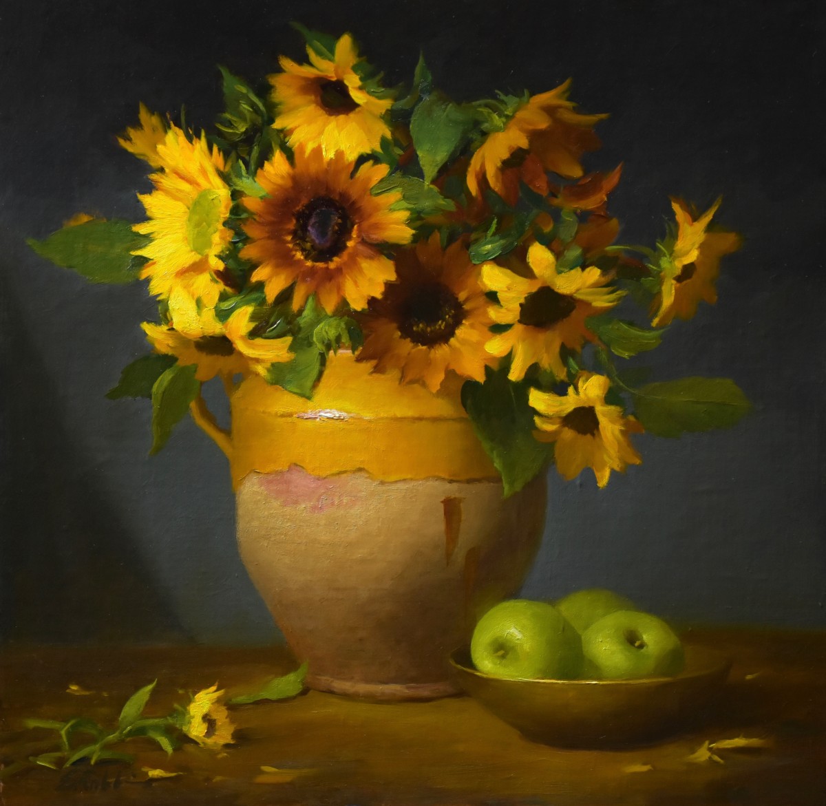 Sunflowers and Green Apples by Elizabeth Robbins 