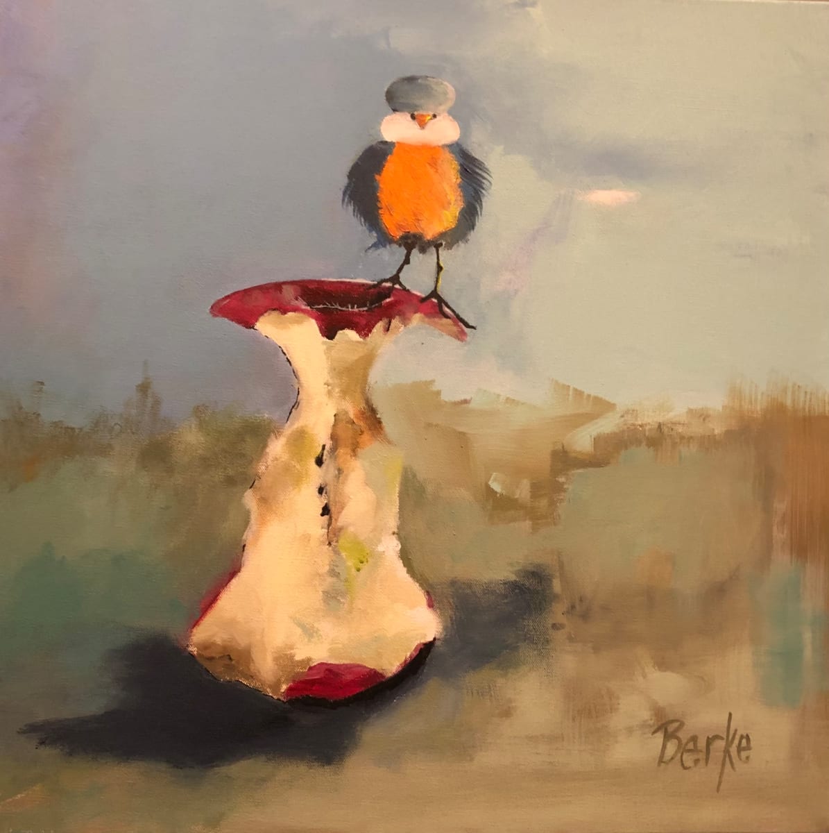 Bird Food by jane berke  Image: An apple a day won’t keep the bluebird away!