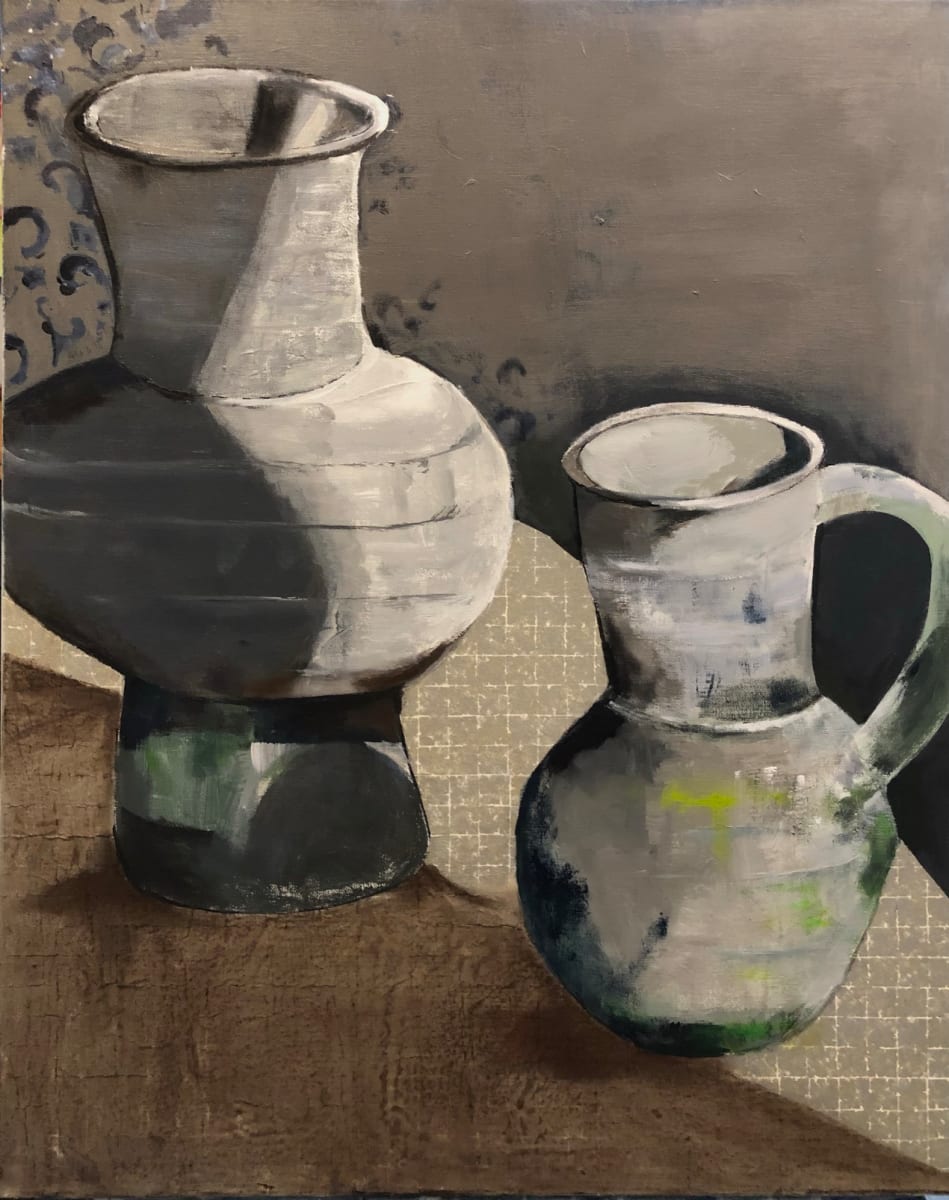 Antiquities by jane berke  Image: Pottery pieces on archival paper on canvas