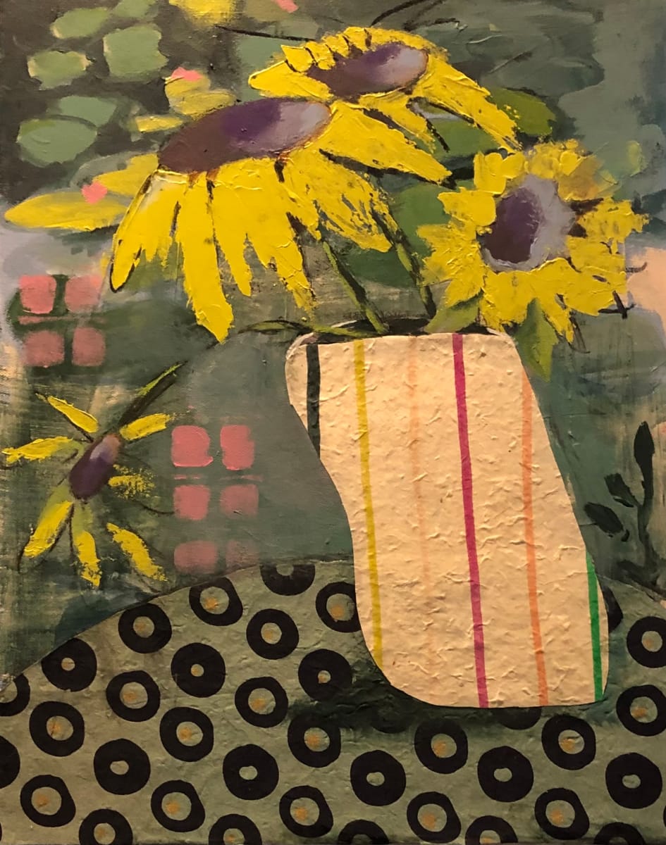 Sunshine in a Vessel by jane berke  Image: Sunflowers in paper vase