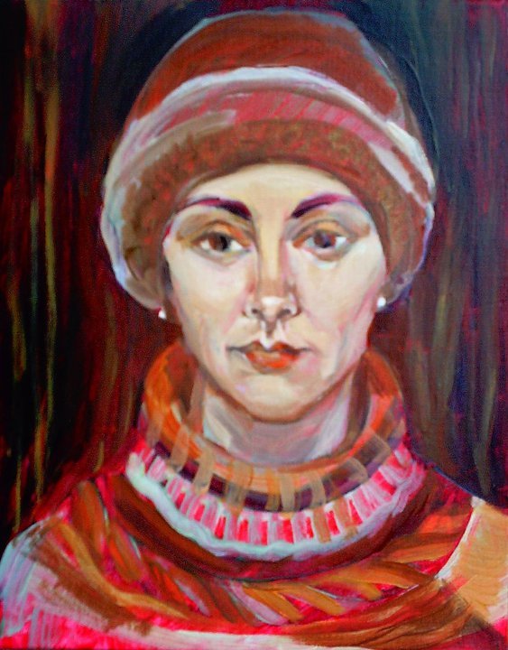 Selfportrait with a hat by Gallina Todorova 