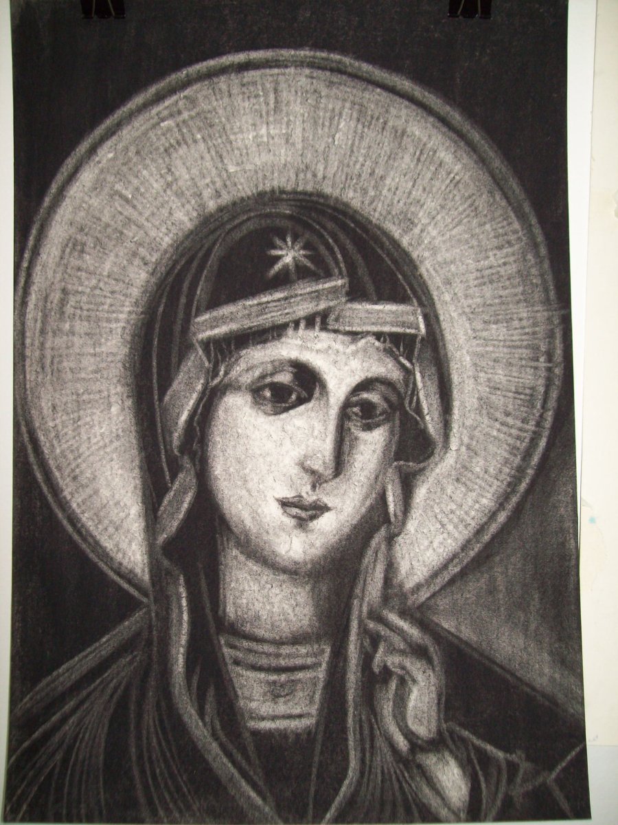 Holy Mother - charcoal by Gallina Todorova 