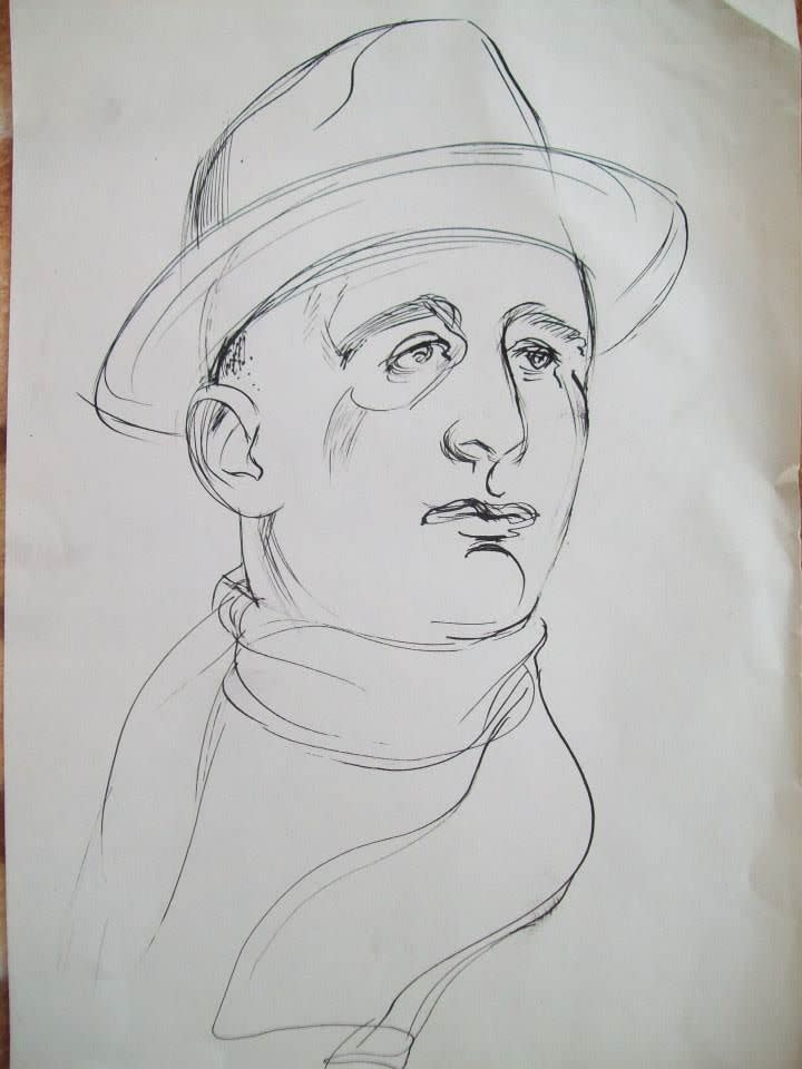 Man with hat and scarf by Gallina Todorova 