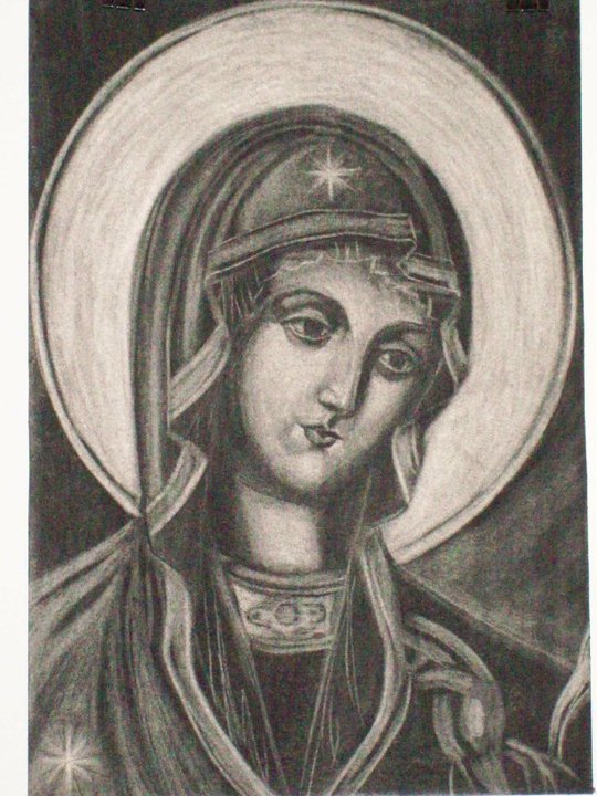 2 Holy Mother - charcoal by Gallina Todorova 