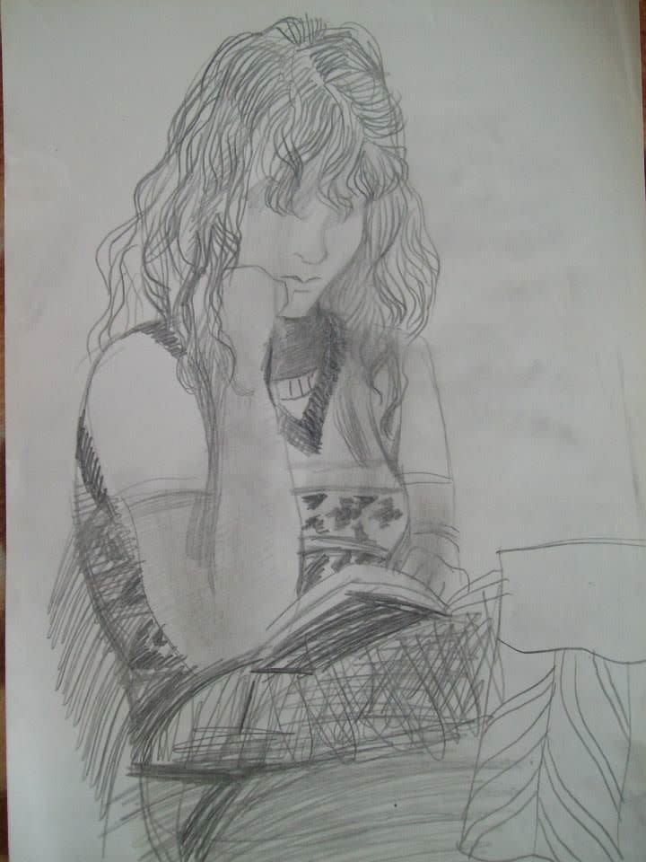 Young Mira reading by Gallina Todorova 