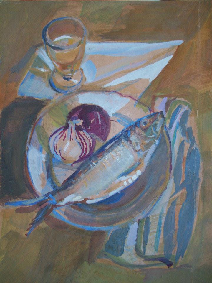 Still Life with fish by Gallina Todorova 