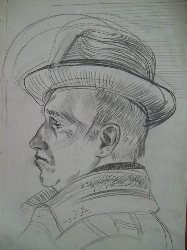 Preliminary drawing for a dry point portrait by Gallina Todorova 