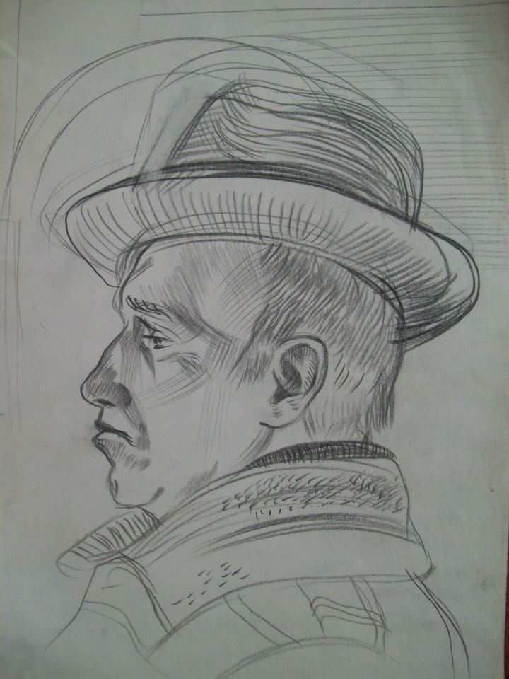 Preliminary drawing for a dry point portrait by Gallina Todorova, Image 1.
