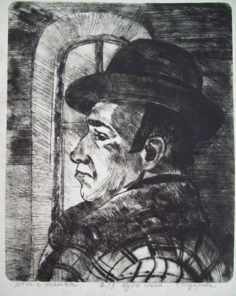 Portrait of a man with a felt hat by Gallina Todorova 