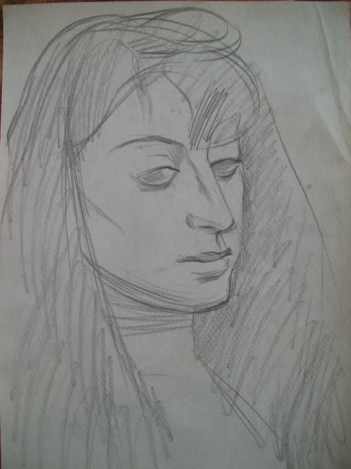 Preliminary work for a linocut Portrait by Gallina Todorova 