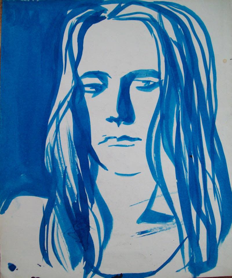 Girl, drawn with blue ink by Gallina Todorova 