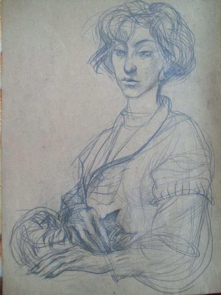 Young lady with sleeping cat by Gallina Todorova, Image 1.