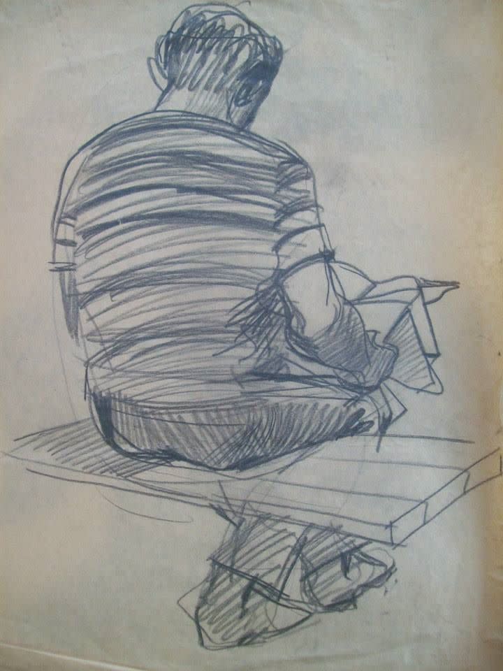 Man reading newspaper by Gallina Todorova 