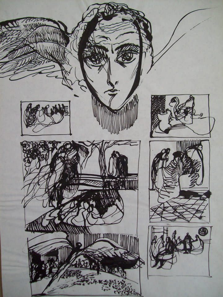 Angel with sketches for compositions by Gallina Todorova 