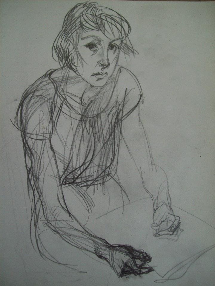 Selfportrait sketching by Gallina Todorova, Image 1.