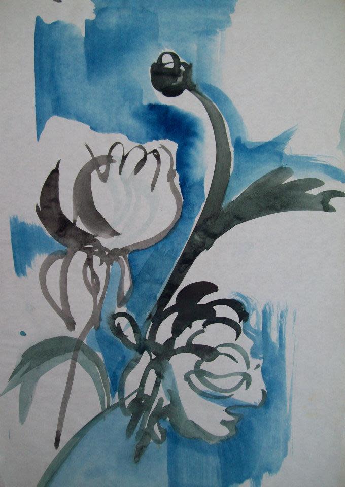 Chrisantemum in watercolour by Gallina Todorova 