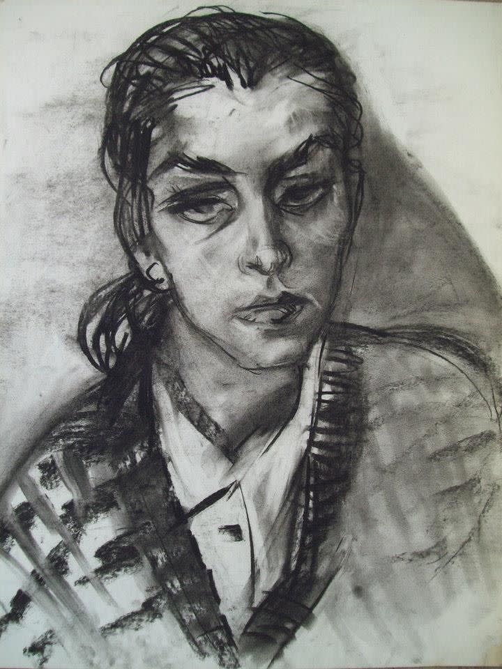 Young Lady at Mincho's Studio with charcoal by Gallina Todorova 