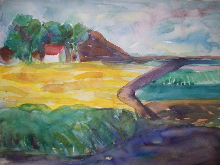Small house in the field by Gallina Todorova 