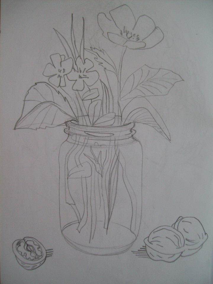 Flowers in a jar with wallnuts by Gallina Todorova, Image 1.
