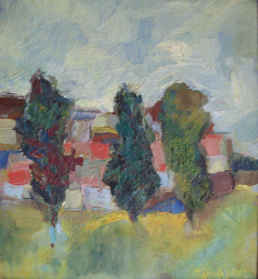 Landscape with poplar trees by Gallina Todorova 