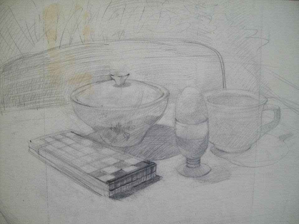 Still Life with an egg and minichess by Gallina Todorova 