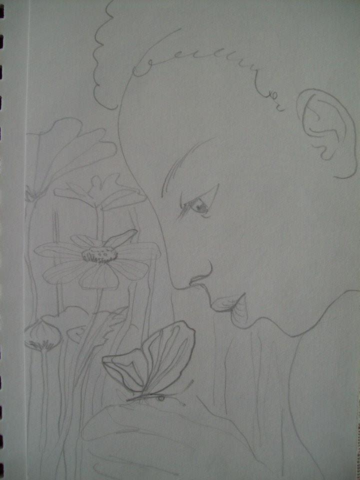 Boy with butterfly and daisies by Gallina Todorova 