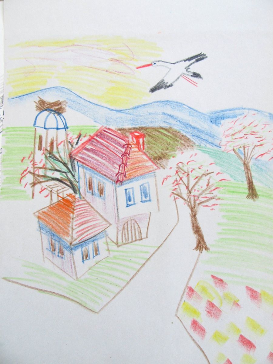 Stork nest on the Church's Bell Tower by Gallina Todorova 