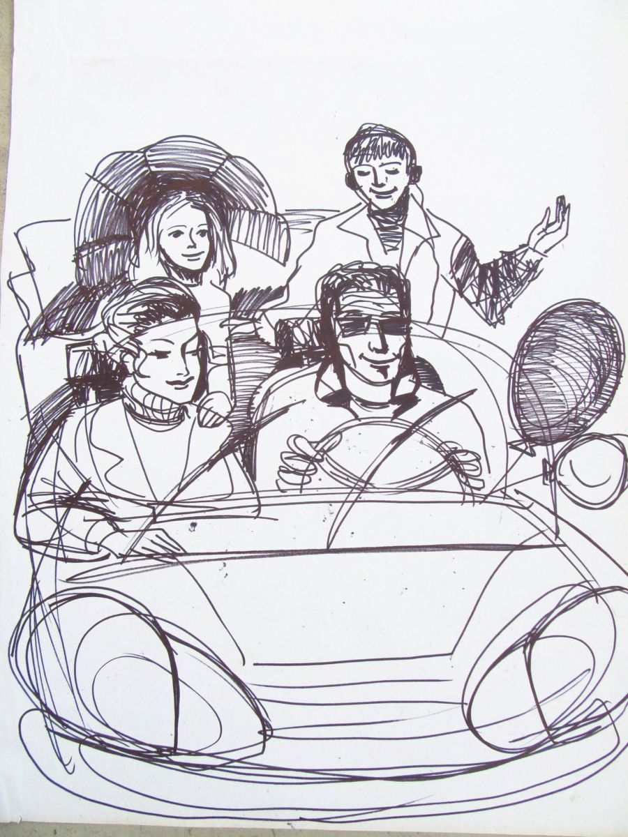 Family in the car by Gallina Todorova 