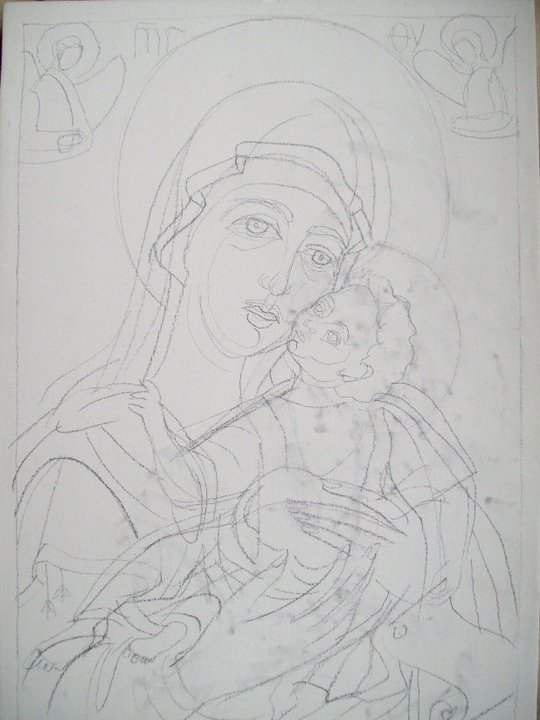 Preliminary drawing for an icon by Gallina Todorova, Image 1.