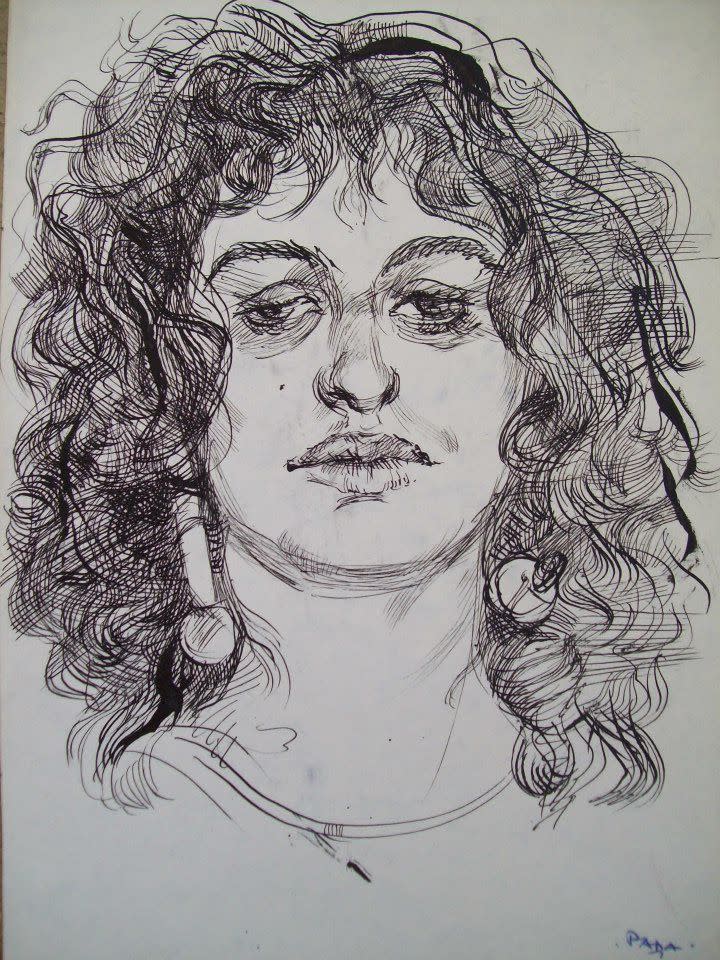 Rada's face with pen and ink by Gallina Todorova 