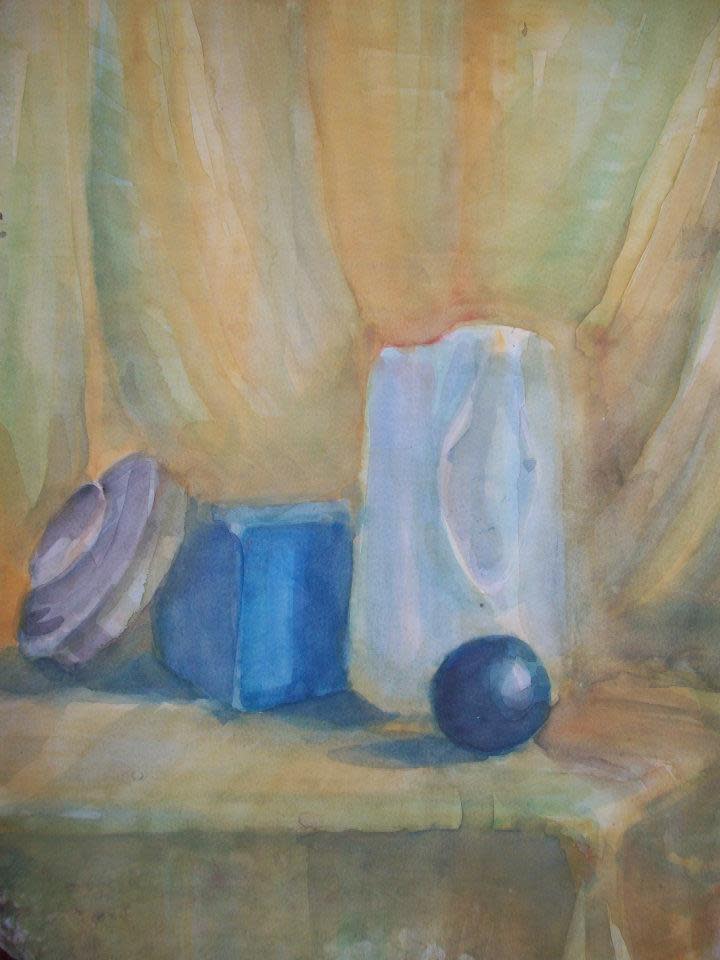Still Life in yellow with a black ball by Gallina Todorova 