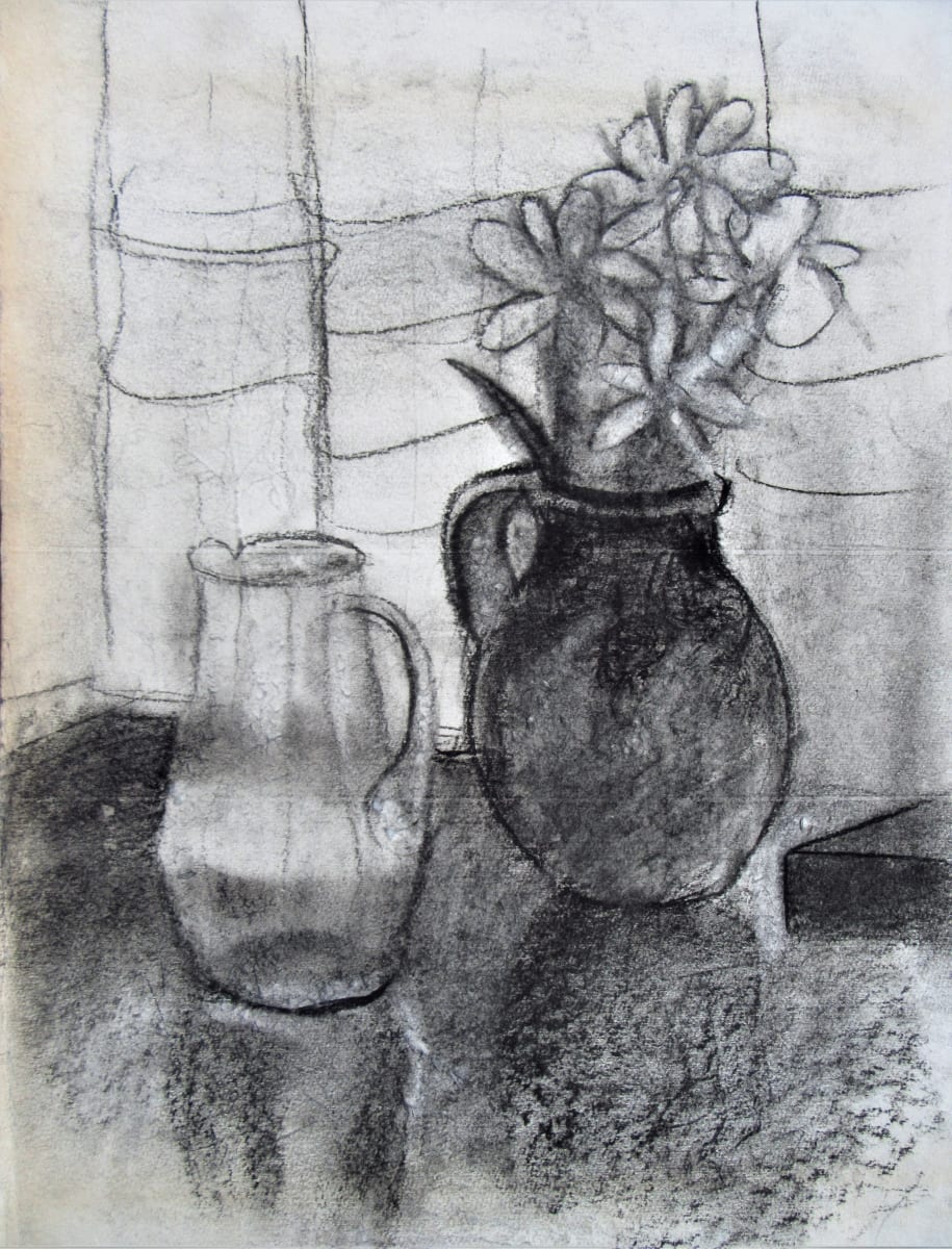 Still Life with a flower pot and a glass jug, Image 1.