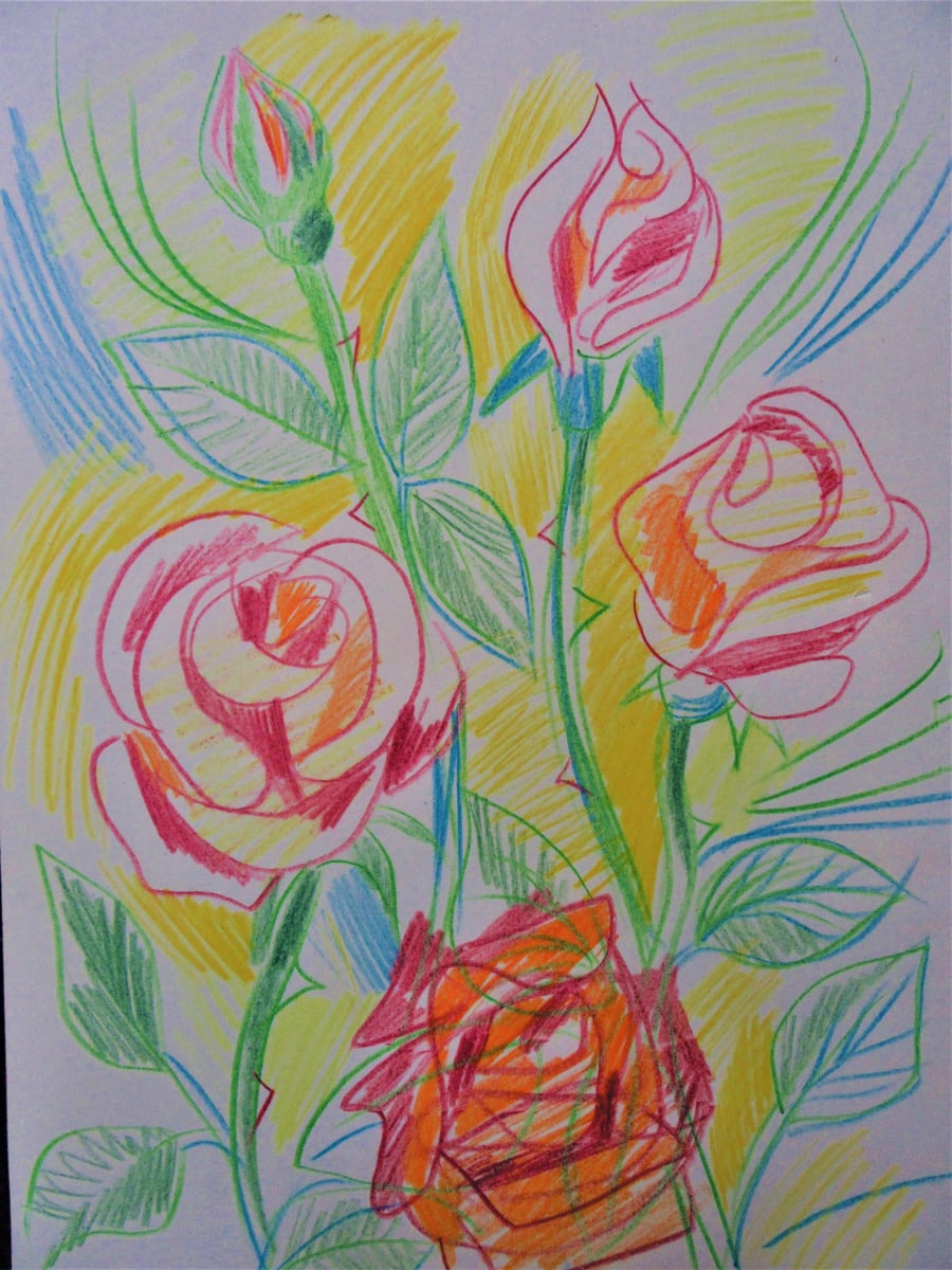 Roses with colour pencils 