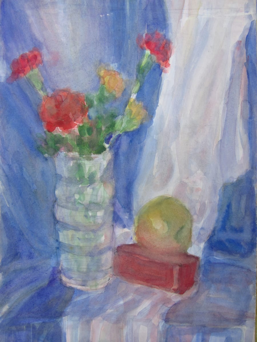 Still life with carnations vase 