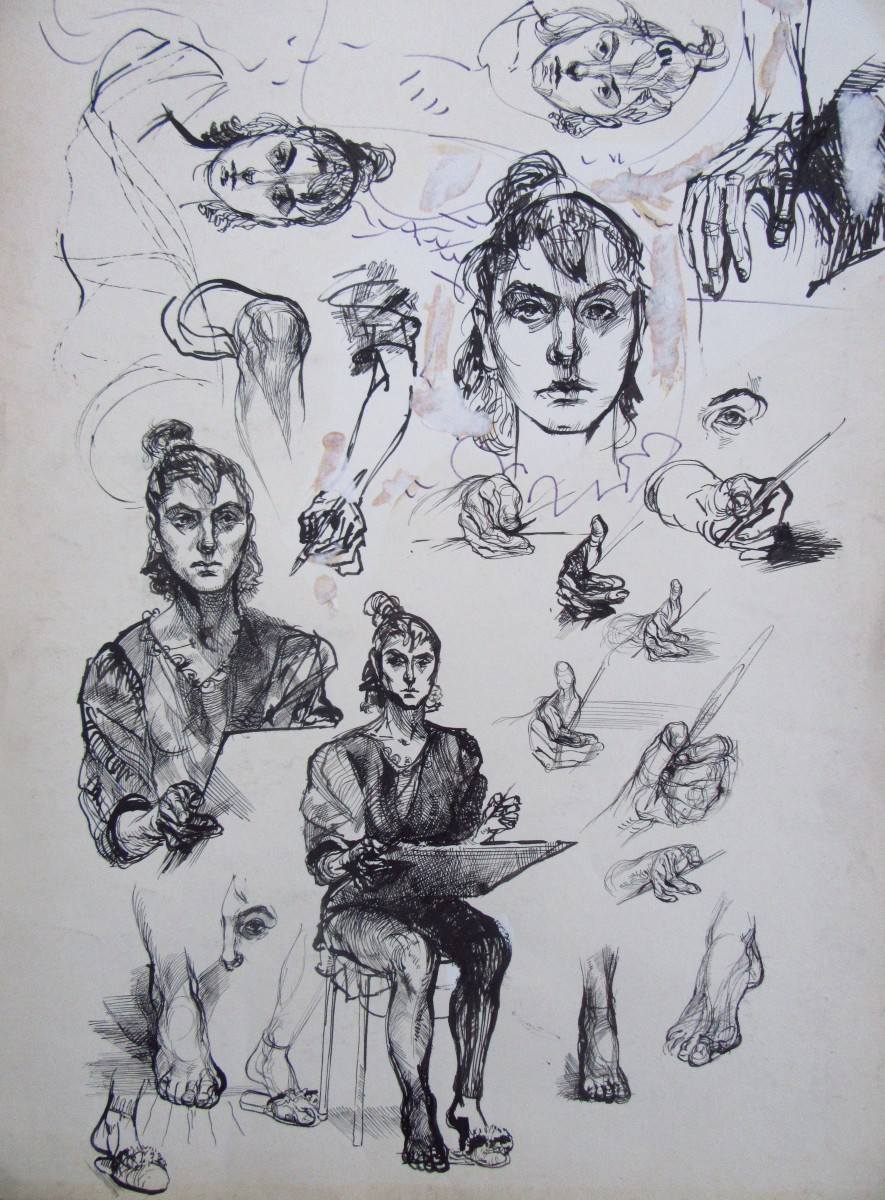 Selfportrait sketches by Gallina Todorova 