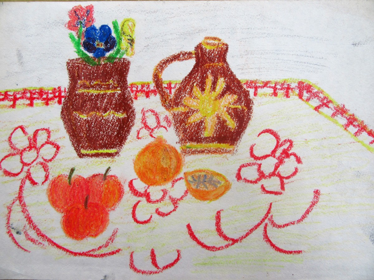 Still life with vases and fruits by Gallina Todorova 