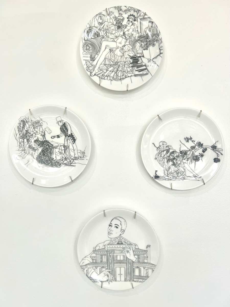 Wunderland Noir by Marryam Moma  Image: Limited Edition of four plates from Marryam Moma that reflect the beauty of rest as self-care and empowerment.  Marryam shows elegance and has intentional portrayals of Black serenity and softness. There is a confidence in the stillness of these poses.   It also conveys a space where rest becomes a form of resistance and elegance a birthright.  This is an unapologetic presence.