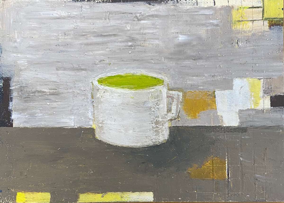 tea cup with match by Kate Burnim, Image 1.