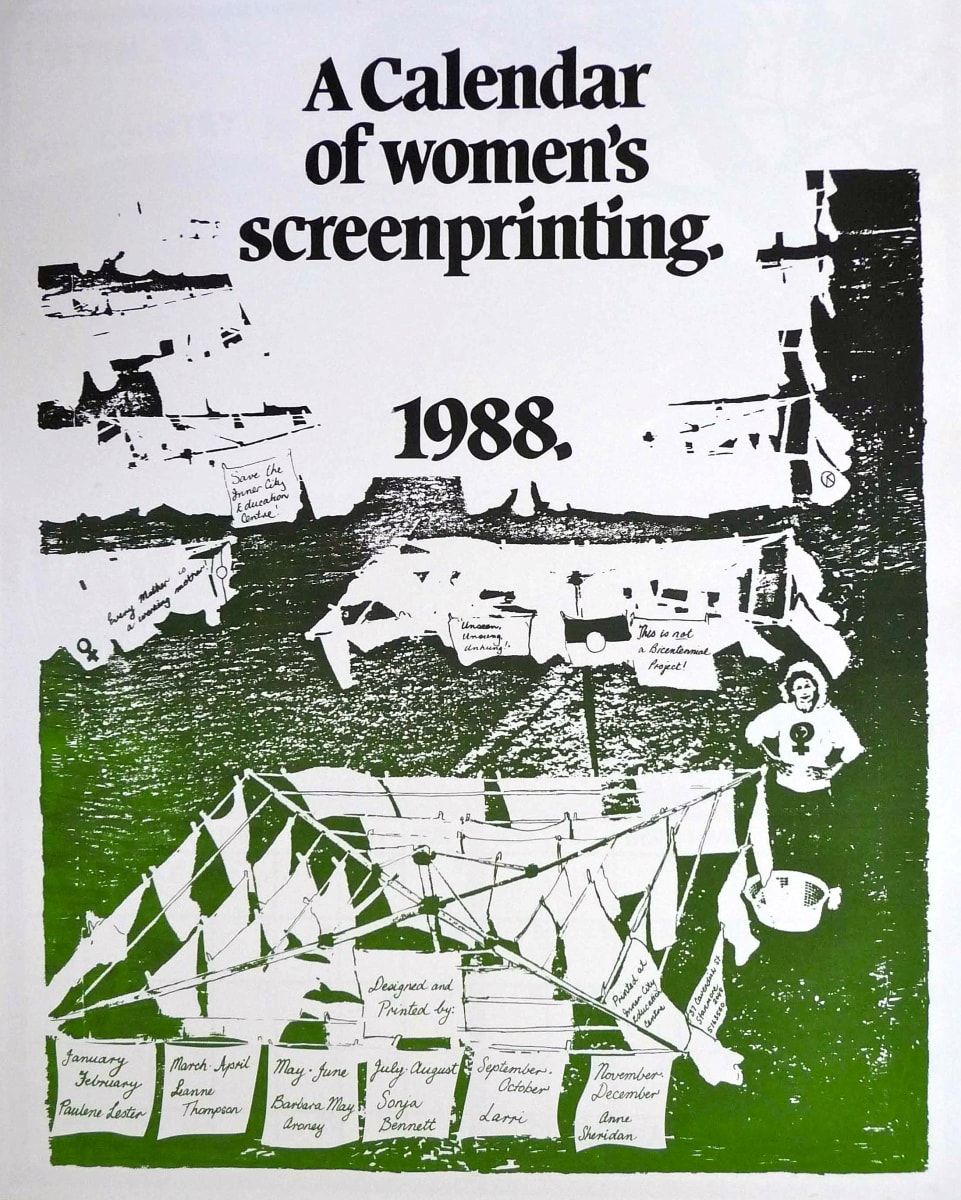 Calendar of Women's Screenprinting 1988 by Barbara Aroney  Image: Cover by Barbara Aroney